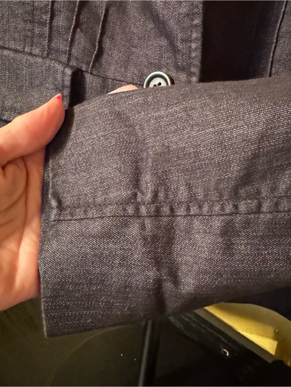 Ann Taylor LOFT Blazer Women 8 Black Denim Look Tailored Fitted 2 Button Jacket - Picture 5 of 9